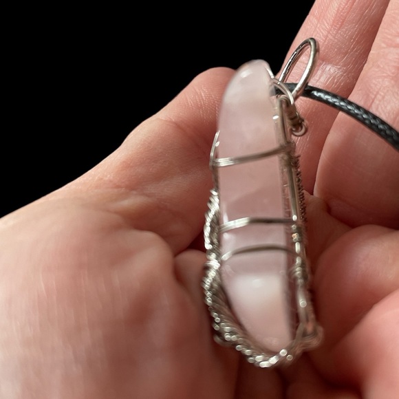 Twinkling Tree Rose Quartz Crescent Moon Tree of Life Necklace - Picture 6 of 9